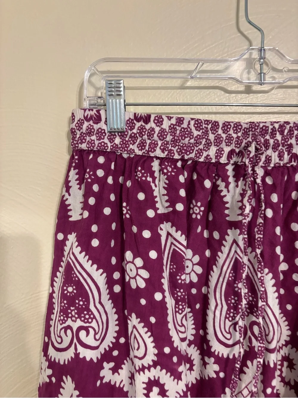 Collections Etc Medium Purple Paisley 100% Cotton Pull On Boho Skirt